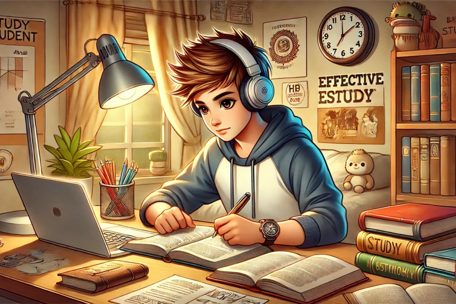 teen boy studying