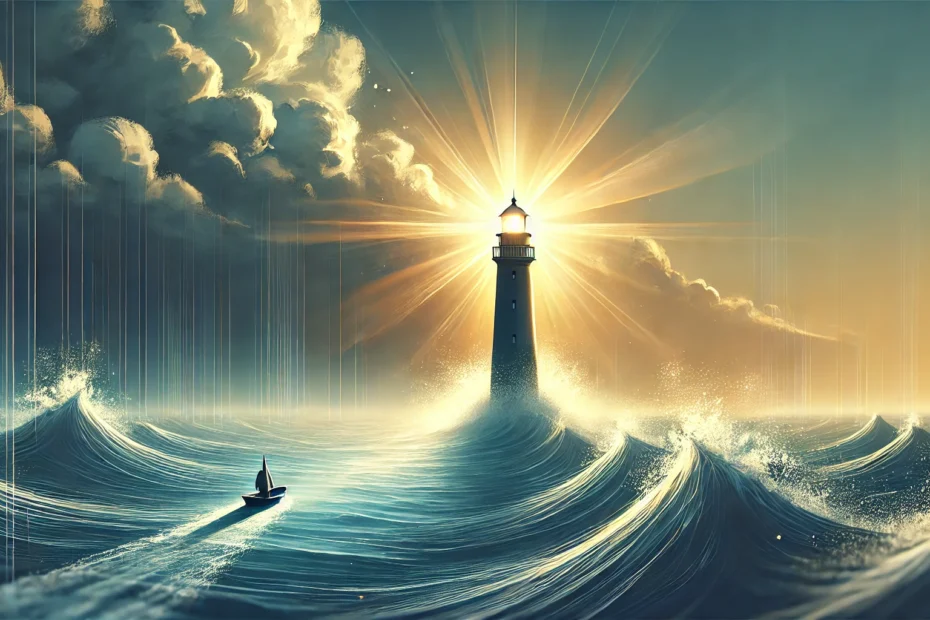 lighthouse in the middle of the sea