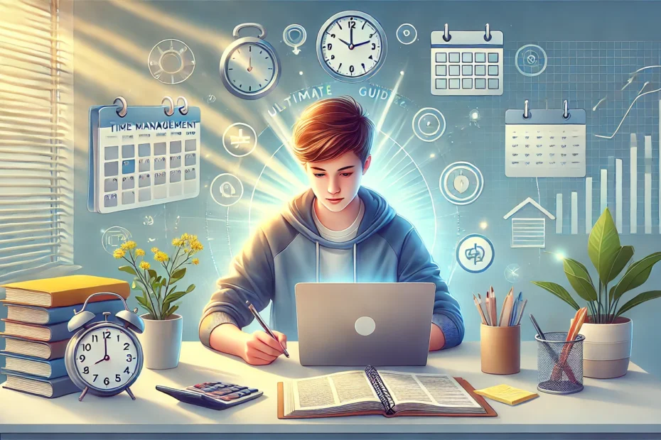 young boy studying in his desk